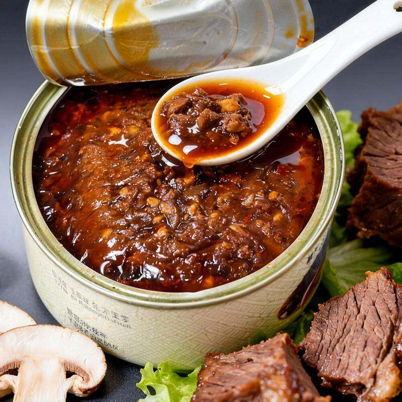 内蒙下饭香辣牛肉蘑菇酱拌饭酱拌菜香辣牛肉香菇酱辣椒酱