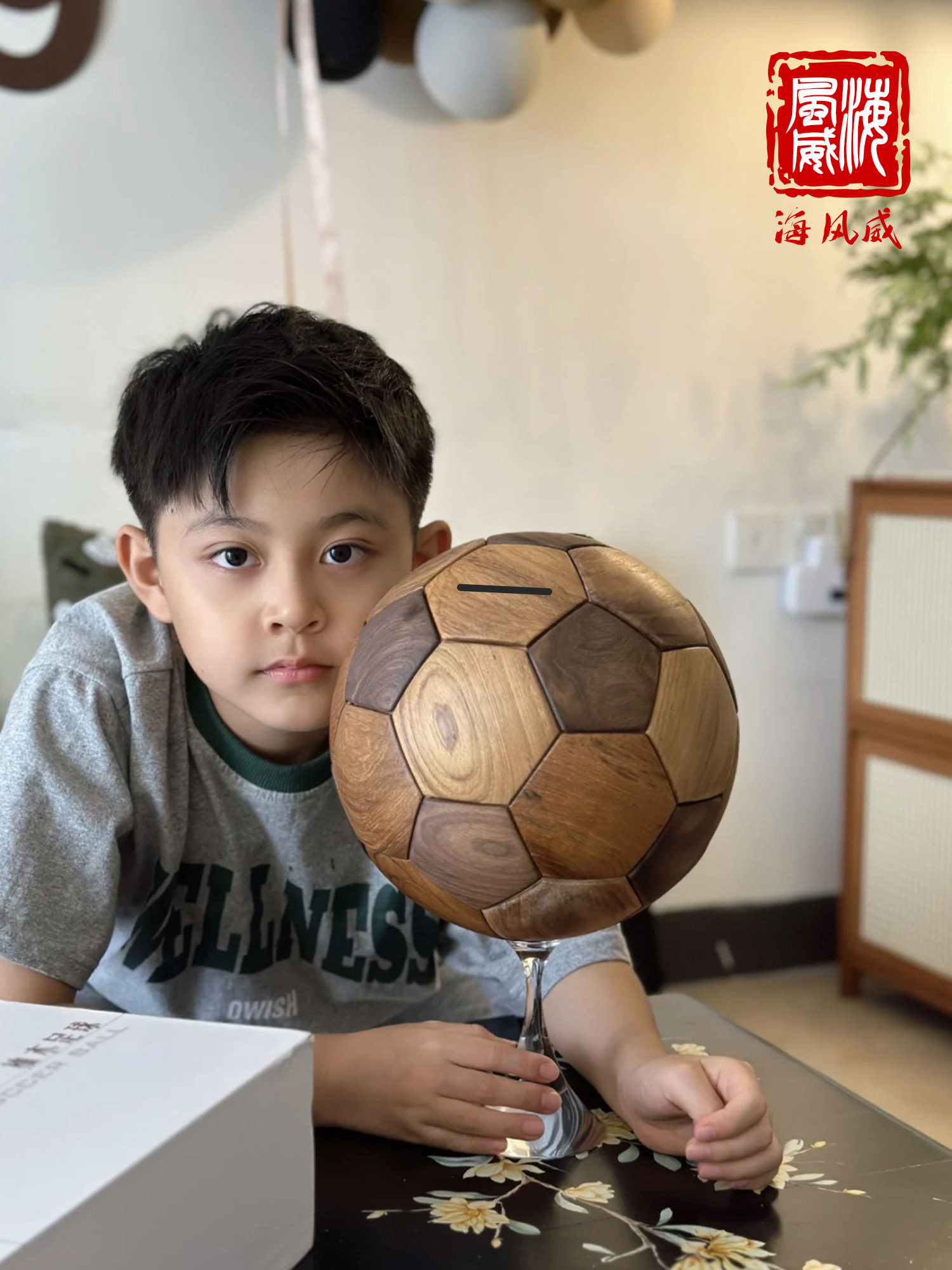 海风实木钱足球存钱罐榫hfw-68积木男孩女孩储蓄卯罐创意大容量储