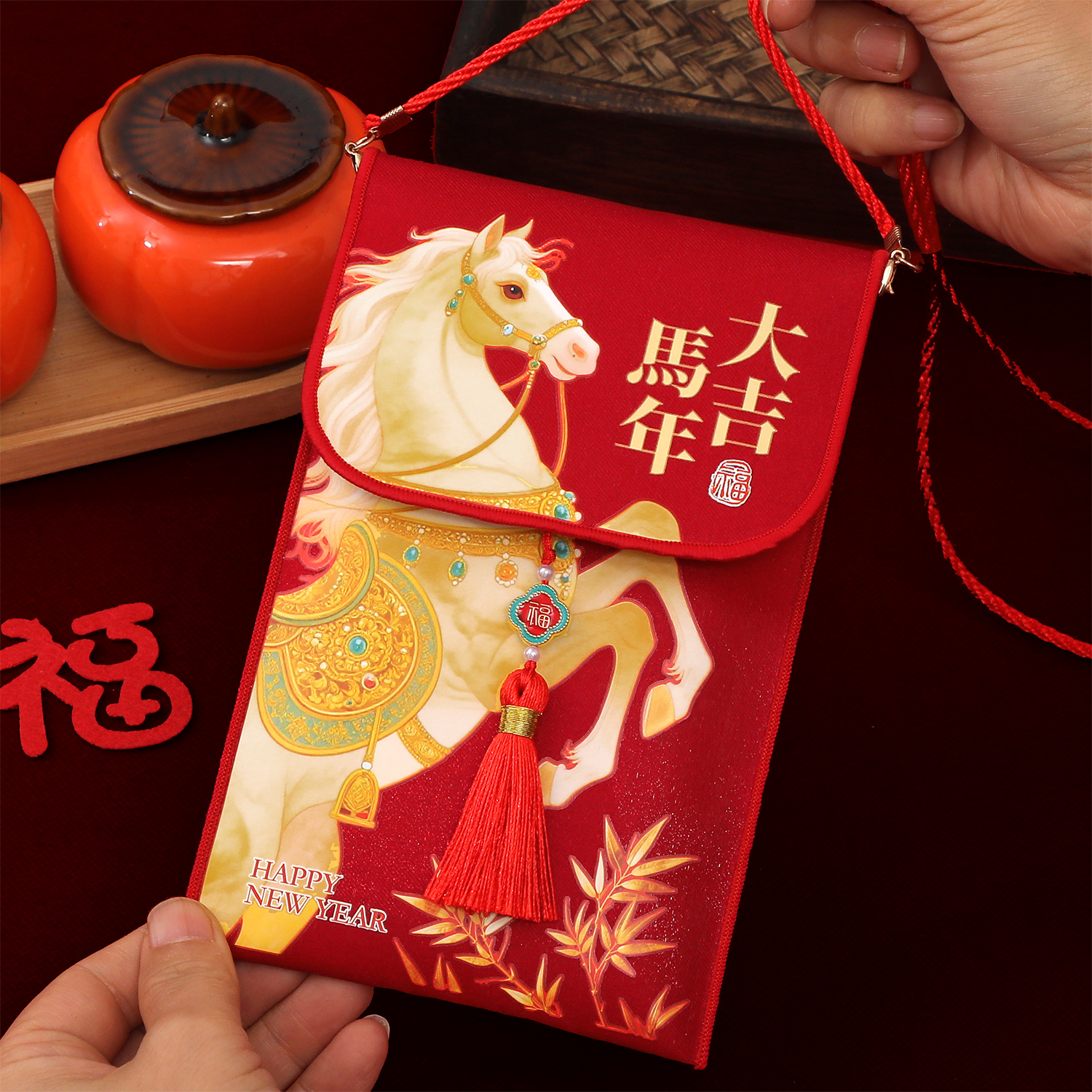 2026马年布艺红包袋新年创意压岁钱包过年小背包手机袋春节小礼袋