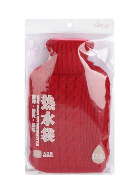 象太郎针织热水袋-红色JX81231700ML豪华加厚颜色款式随机1个