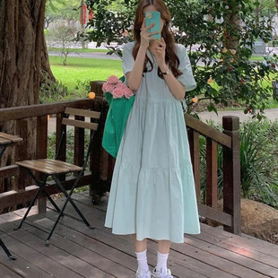 初戀連衣裙桔梗法式 休閑氣質(zhì)學生小個子裙子女 2025新款 約會裙夏季