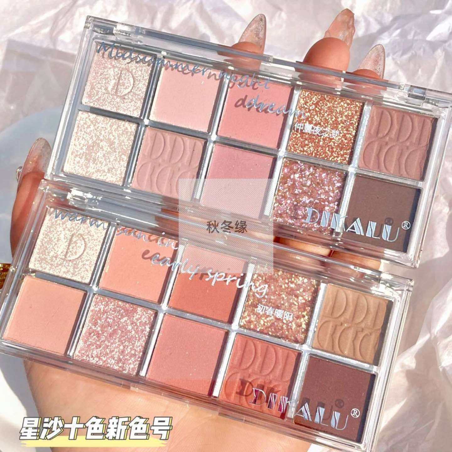 眼影盘DIKALU星沙十色珠光哑光大地色女超闪平价彩妆眼影