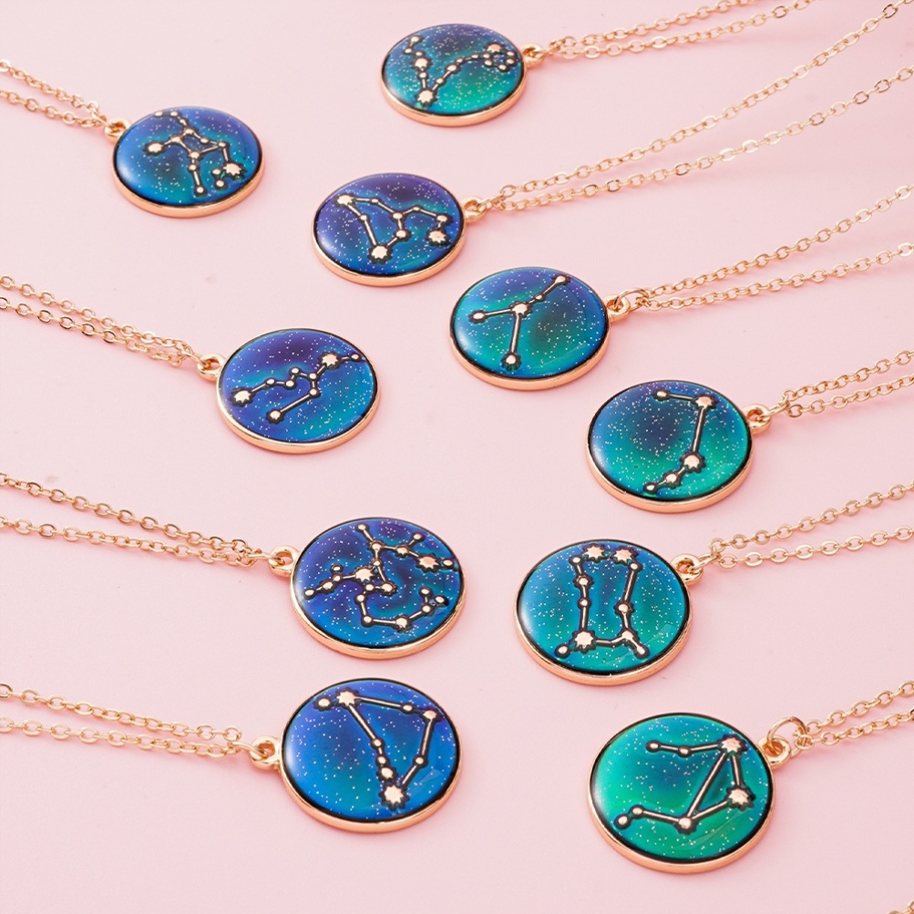 十二星座感温变色儿童项链女童小女孩女款学生闺蜜女生礼物锁骨链