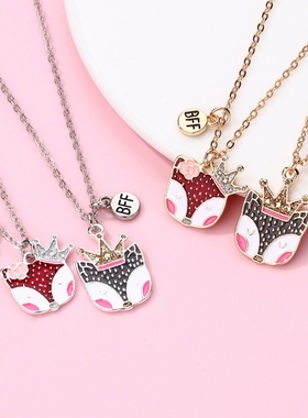 闺蜜项链女二人款儿童女童饰品毛衣链秋冬百搭学生党一对挂脖装饰