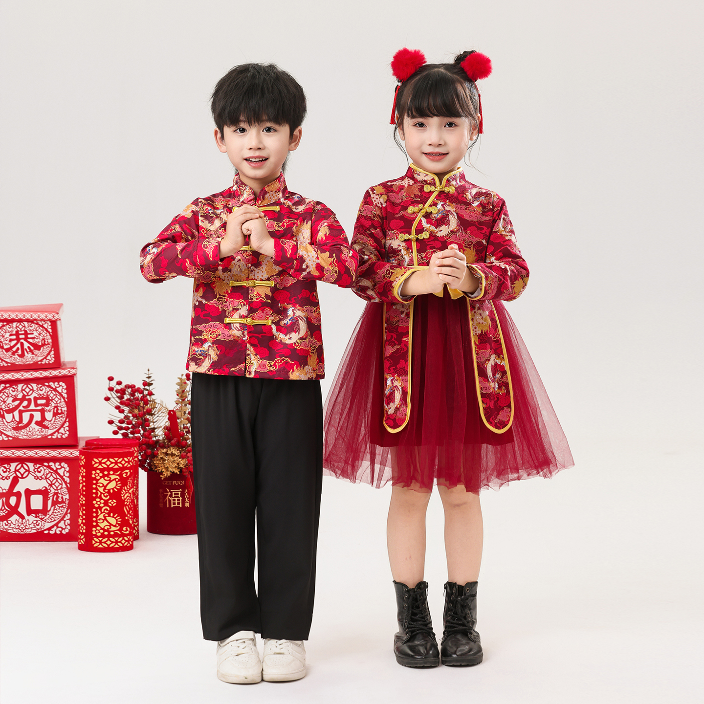 儿童喜庆舞蹈演出服国风唐装