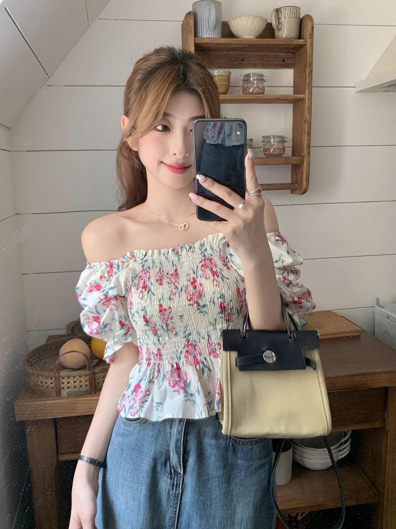 DG度假风吊带背心女外穿碎花雪纺衫上衣一字肩宽松时尚无袖抹胸女_小懒猫美衣8号店_女装/女士精品-第3张图片-提都小院