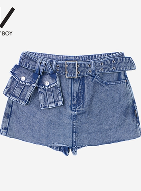 BOY BY BOY商场同款潮牌女装2025夏新品百搭休闲牛仔短裤W53017