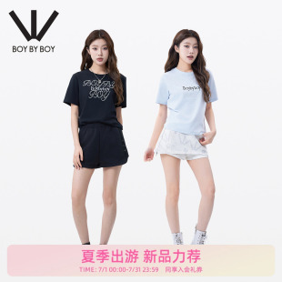 潮牌女装 BOY BOY商场同款 T恤W01001 25春新品 宽松舒适针织短袖