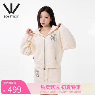 经典 BOY春季 开衫 宽松舒适黑白撞色百搭卫衣 潮牌女装 BOY
