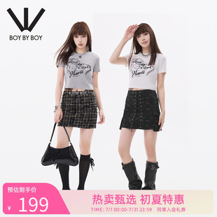 T恤W01009 BOY BOY春季 爱心图案手绘猫咪俏皮可爱针织短袖