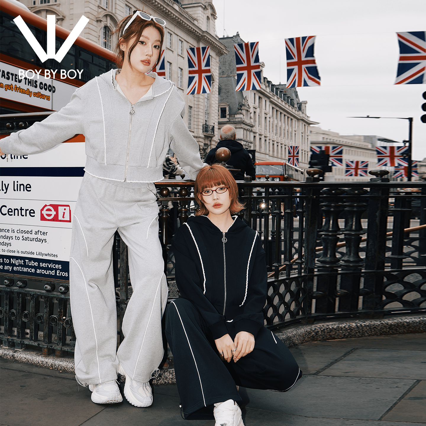 Boy By Boy休闲运动卫裤套装女阔腿裤两件套修身减龄小个子慵懒风