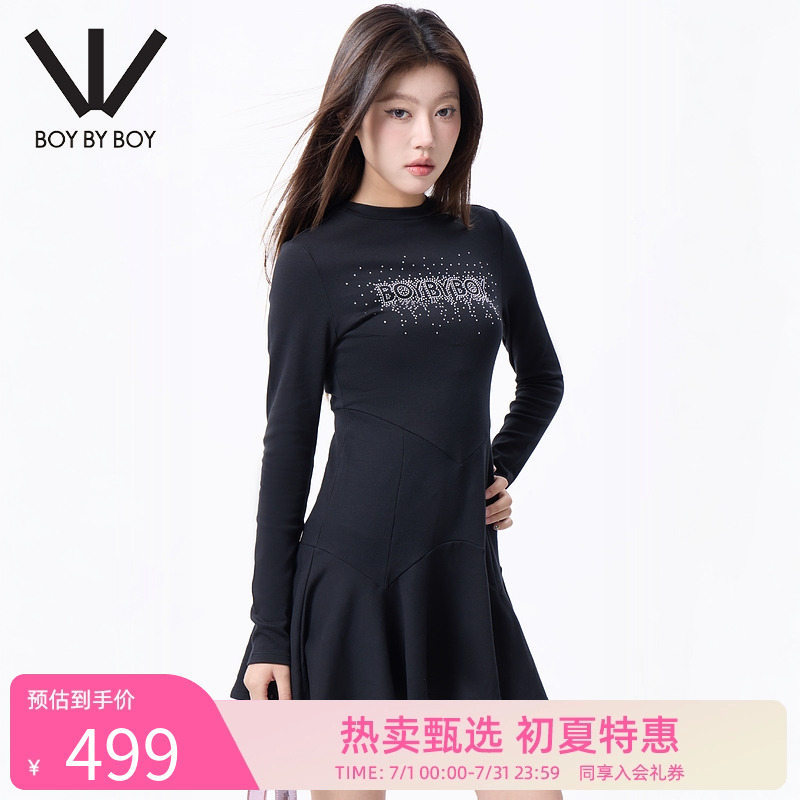 BOY BY BOY商场同款潮牌女装春秋修身高弹长袖连衣裙W17004