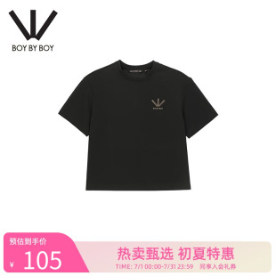 春季 BOY BOY潮牌女装 T恤W01014 宽松版 型前胸烫钻烫金针织短袖