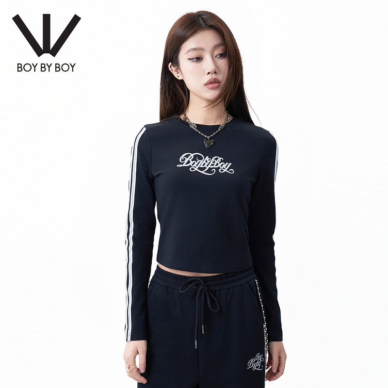 BOY BY BOY商场同款潮牌女装25春秋款修身高弹针织长袖T恤W00011