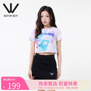 修身 潮牌女装 针织短袖 T恤 设计感彩色短款 BOY BOY夏季
