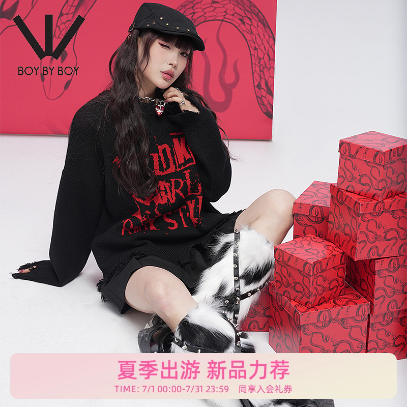 BOY BY BOY商场同款潮牌女装25春新品稍宽松微弹厚款针织衫W60101