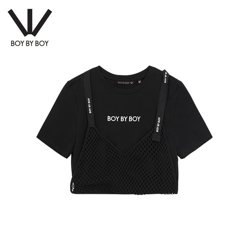 针织微弹短袖BoyByBoy背带