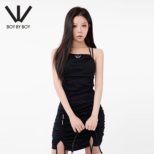 BOY BY BOY春季潮牌女装内搭修身显瘦金属亮钻logo针织吊带背心