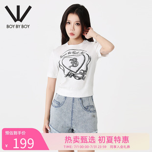 春夏短袖 BOY BOY潮牌女装 潮牌T恤 针织衫 圆领甜酷基础款