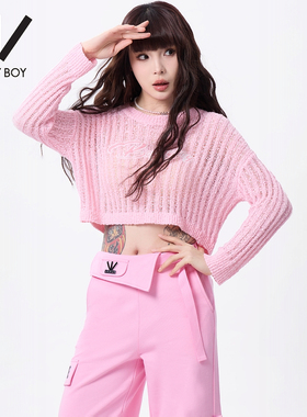 BOY BY BOY商场同款潮牌女装春季宽松高弹薄款针织衫W60087