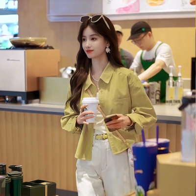 小个子长袖薄款防晒短款衬衣