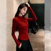 修身 红调新辰 小刺绣红色立领拉链上衣女春季 显瘦辣妹风运动上衣