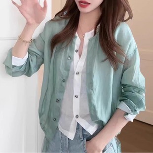 新款 洋气设计感假两件衬衫 衬衣女2025夏季 简约时尚 休闲宽松女 长袖