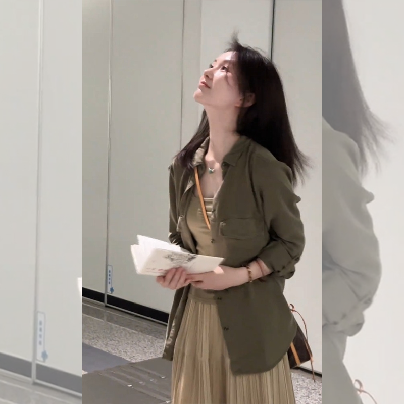 【送运费险】抖音爆款绿色衬衣女