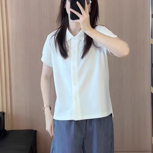 轻奢高级感超火减龄上衣 白色polo领短袖 t恤女士2025新款 夏季 薄款