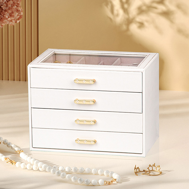 首饰盒收纳盒多层高档皮质精致大容量项炼防氧化耳环戒指饰品礼物