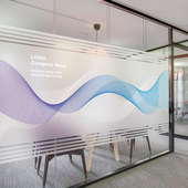 公司办公室透光不透明隔断装 饰玻璃贴纸简约曲线静电透明磨砂贴膜