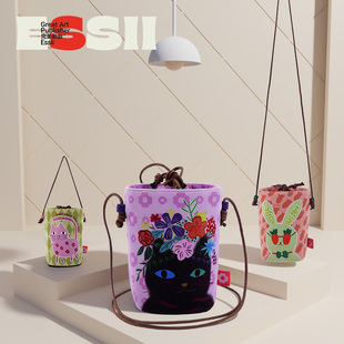 可爱卡通便携水杯包抽绳斜挎单肩包 谁是薯片插画师联名款 完美款 款