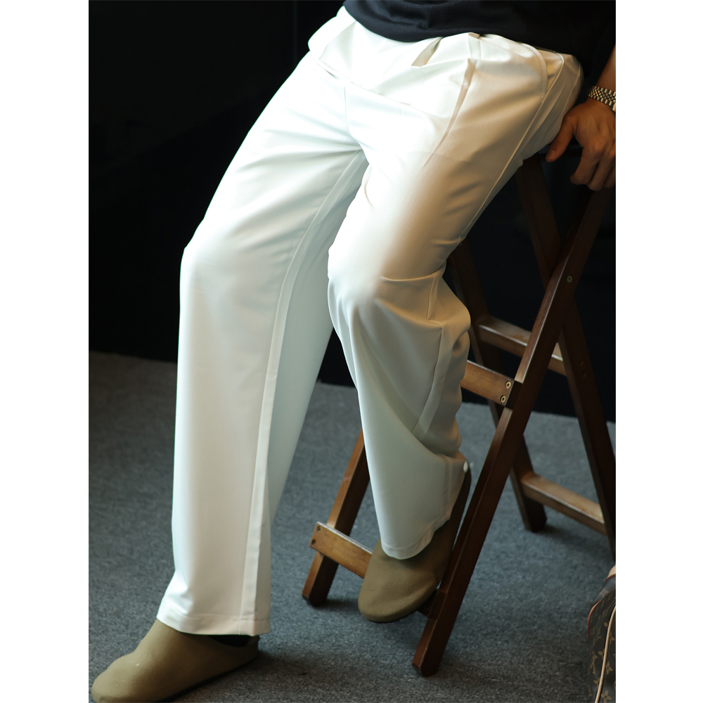 金属丝光垂感松弛阔腿休闲西裤男