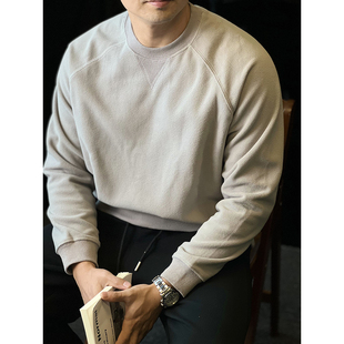 简素Design300g加厚摇粒绒卫衣男重磅插肩外套休闲宽松打底衫 冬季