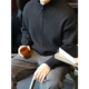 简素Design抗起球肌理针织外套男复古立领毛衣开衫 宽松拉链卫衣冬