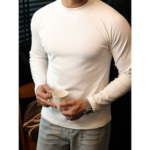 简素Design双面德绒保暖T恤打底衫男款弹力运动衫修身内搭上衣冬