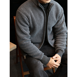 简素Design泰迪绒加厚卫衣外套男款重磅保暖针织衫宽松拉链上衣冬