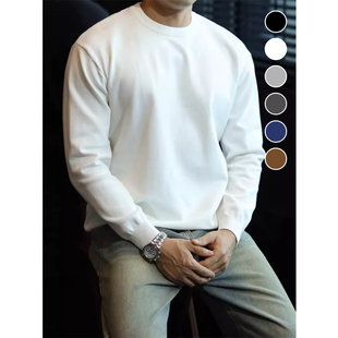 简素Design毛衣男高级垂感老钱混纺圆领针织基础休闲通勤打底衫 秋