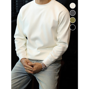 简素Design高端银狐绒肤感加厚卫衣T恤男美式 休闲纯色运动上衣秋