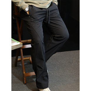 子潮秋 男直筒休闲保暖长裤 简素Design户外防水软壳加绒机能工装 裤