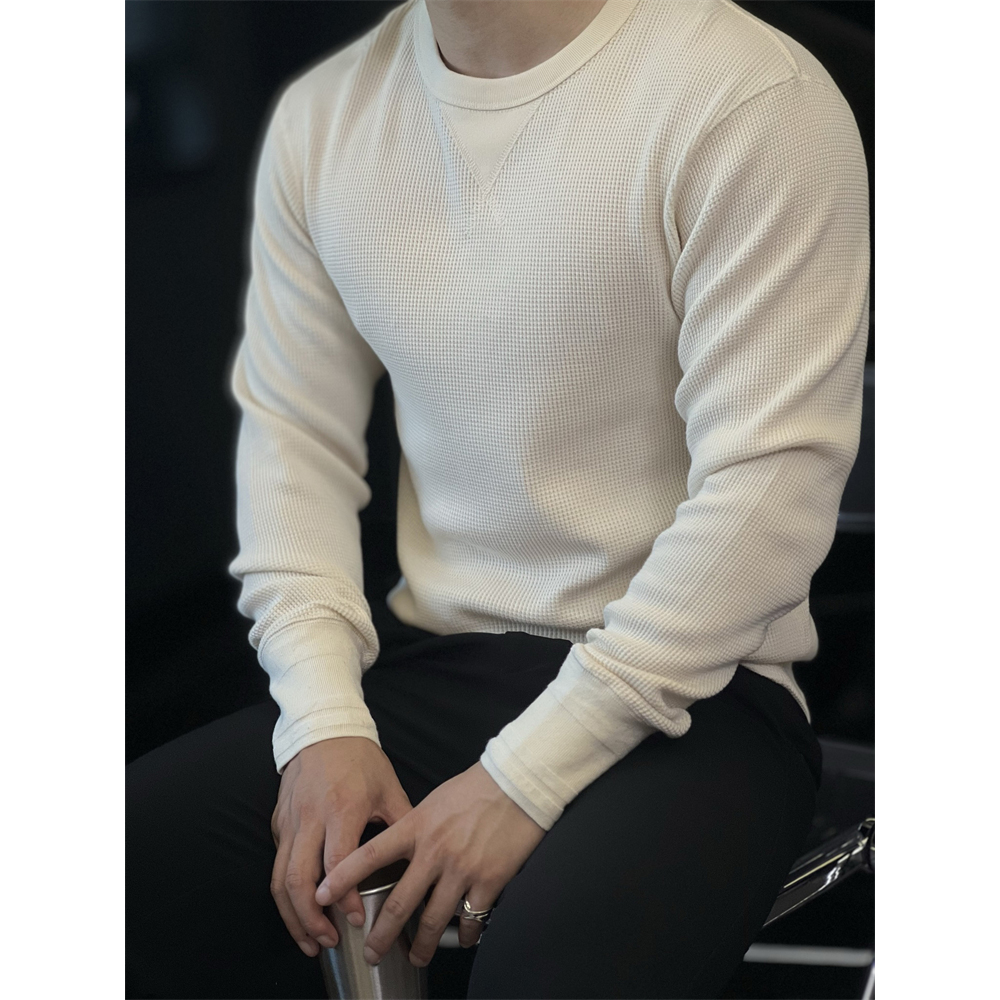 重磅纯棉长袖T恤男阿美咔叽复古
