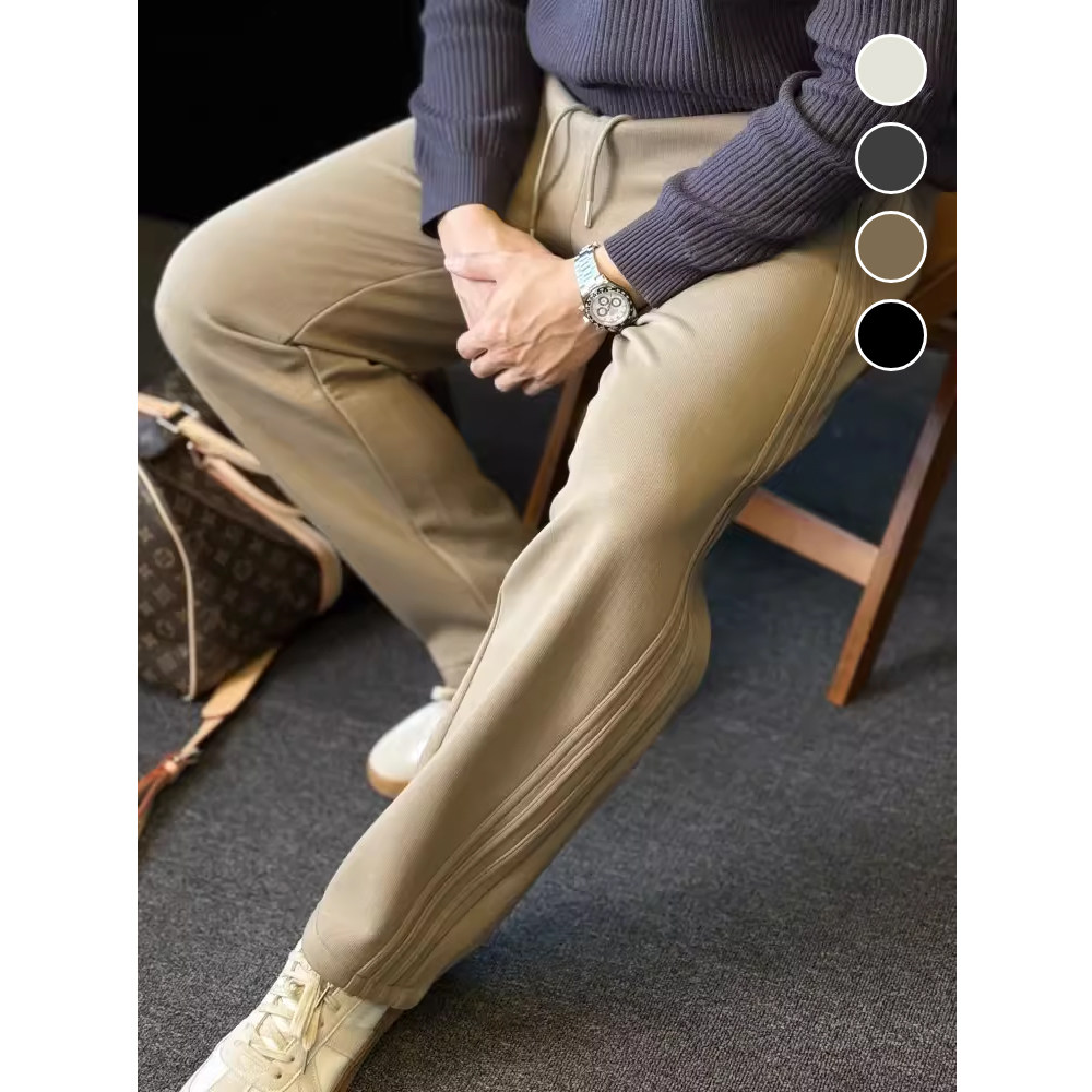 简素Design肤感加绒重磅休闲弯刀卫裤男简约通勤直筒运动长裤子秋,男装,卫裤,淘宝优惠券,粉丝福利购,淘宝优惠卷