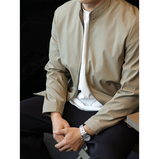 简素Design复古抗皱商务立领行政夹克男宽松休闲简约工装 外套春秋