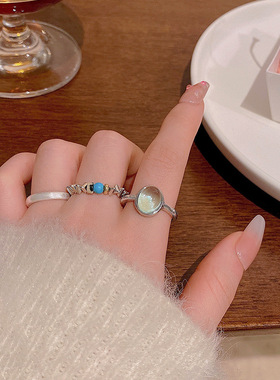 2025年新款碎银子开口戒指女高级感百搭冷淡风食指戒时尚个性指环