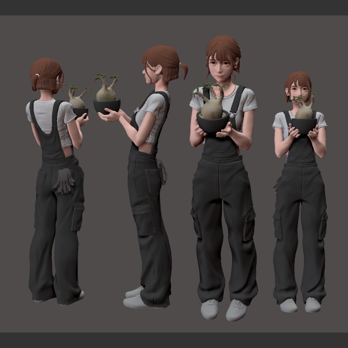 源模居GK 1/12树脂模型 植物园女孩 手办白模 1259C