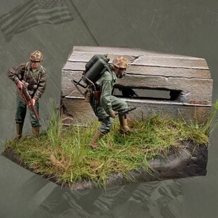 1/35树脂模型美国海军陆战队-碉堡奔跑(含场景碉堡)GK手办白模628