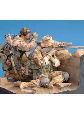 1/16 二战士兵 2人带场景 树脂模型现货兵人 军事题材 白模-444C