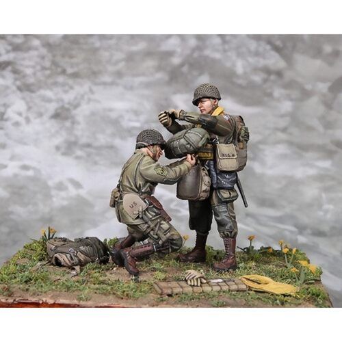 源模居GK1/35树脂模型美国陆军空降兵少校和中士手办白模1426R
