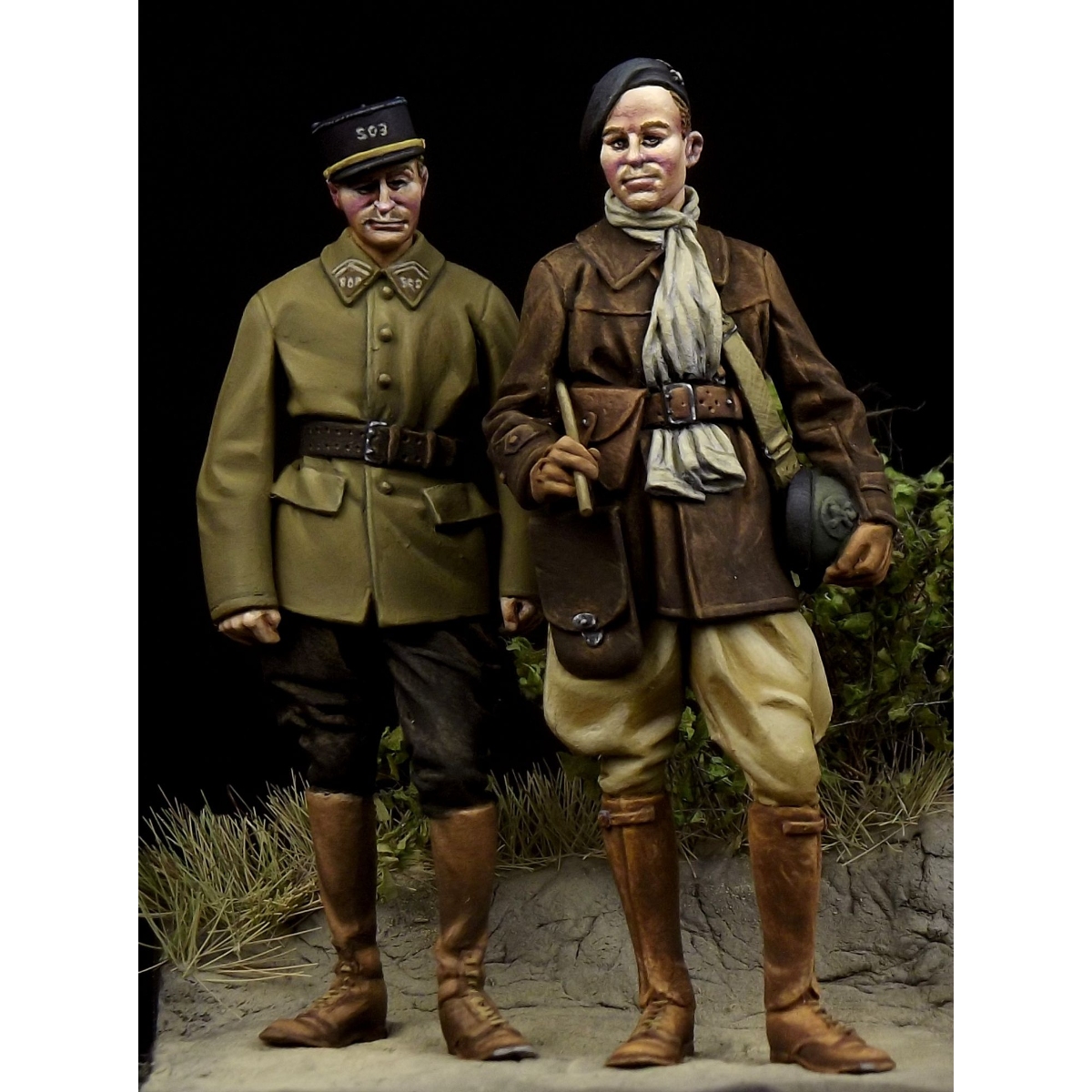 源模居GK 1/35树脂模型 二战法国坦克兵和士官 手办白模 1410R