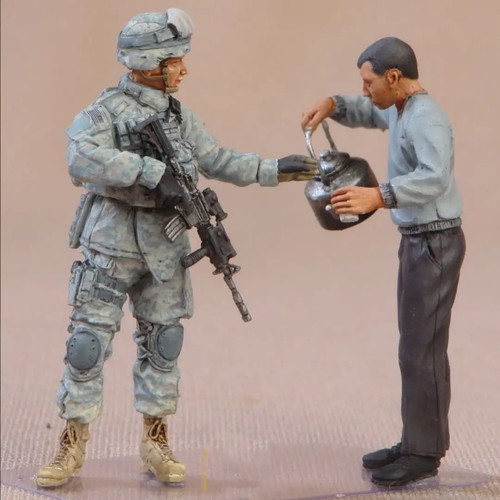 源模居GK 1/35树脂兵人模型  美国士兵和平民  手办白模 663R